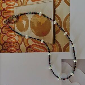 Faux Pearl and Multicolor Bead Necklace